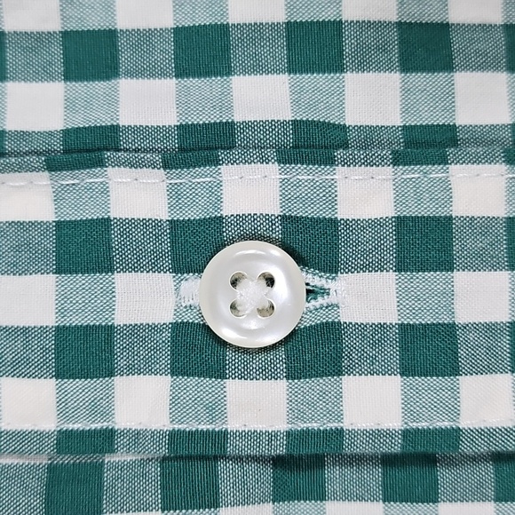 NWT J. Crew Green White Gingham Check Secret Wash Long Sleeve Button Down Shirt - Picture 4 of 16